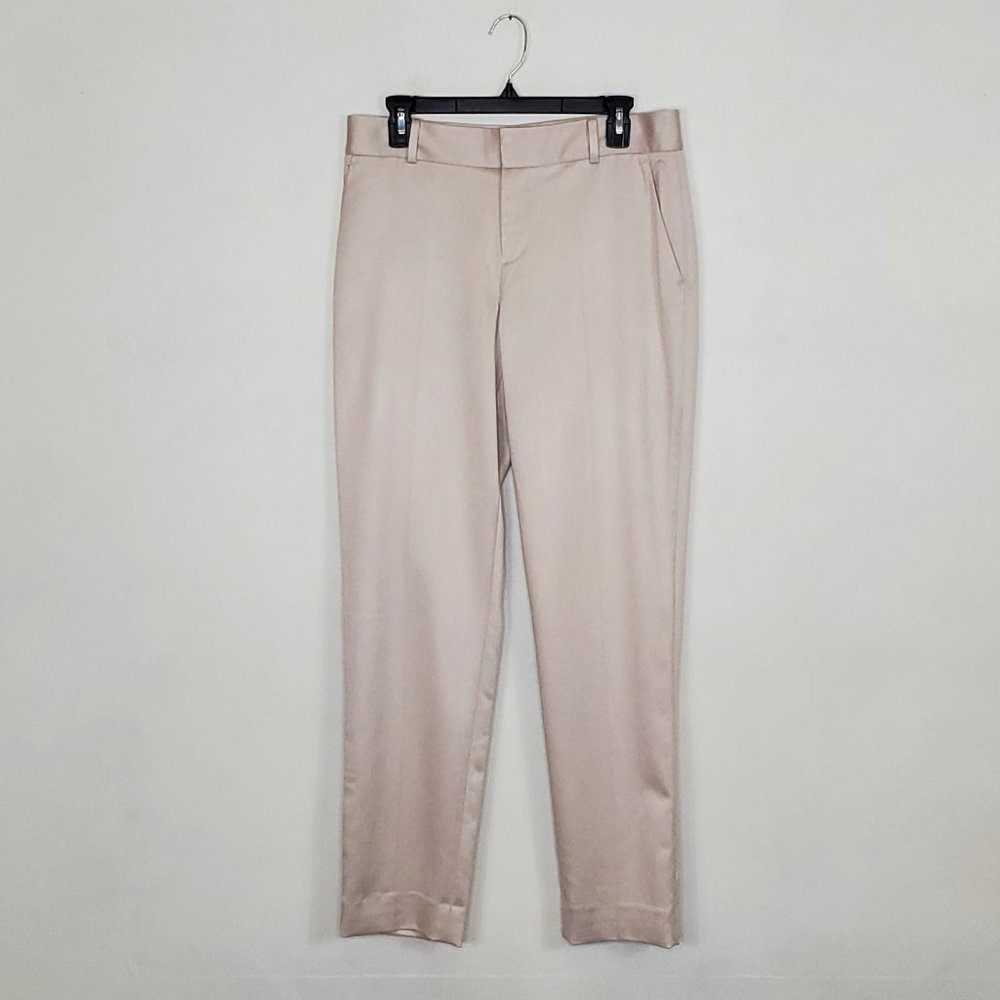 CLUB MONACO Rose Grey Satin Twill Straight Leg Pants 6 NWT